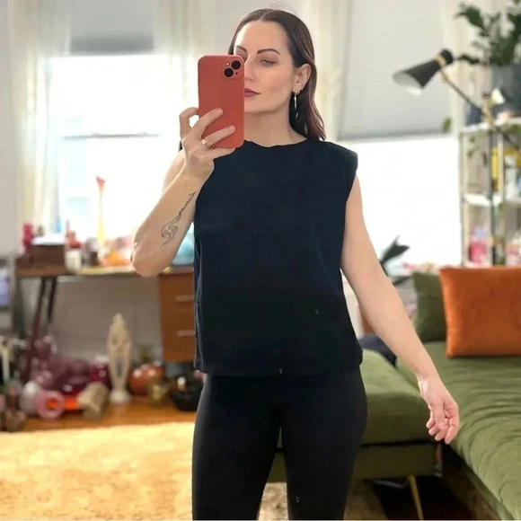 Velvet Brand Black Shoulder Padded Muscle Tee Sz XS - Picture 7 of 11
